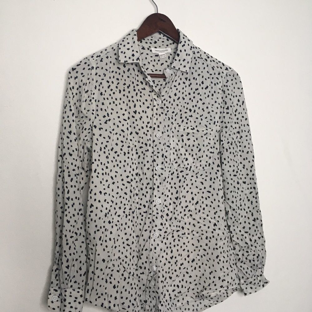 BeachLunchLounge  Polka Dot Button Down Blouse Sz XS